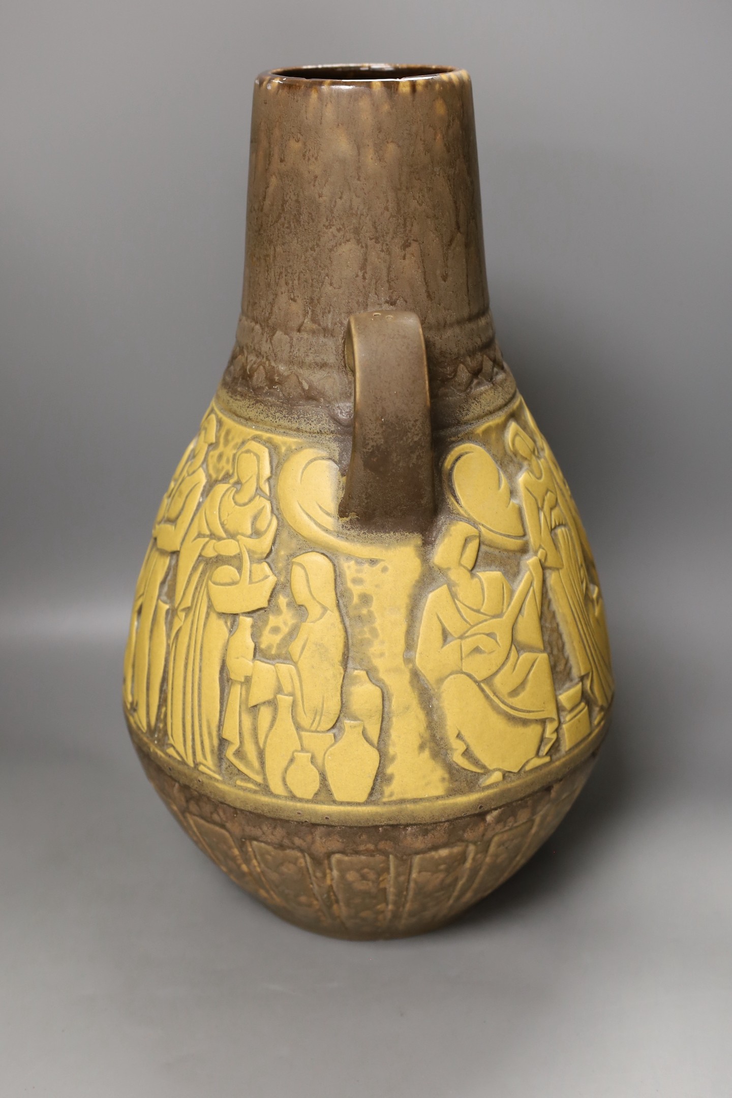 A large West German pottery vase - 46cm tall